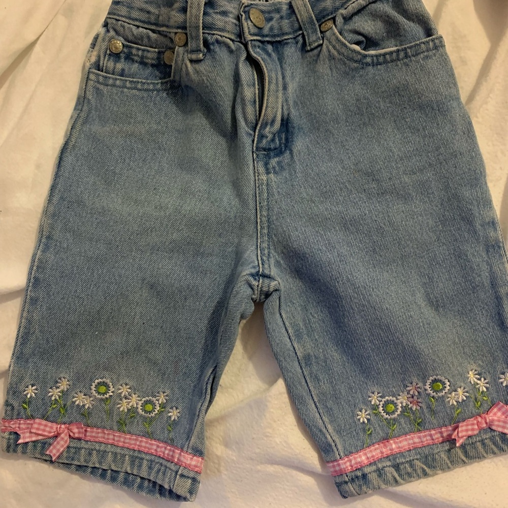 Embroidered Denim Kids Shorts